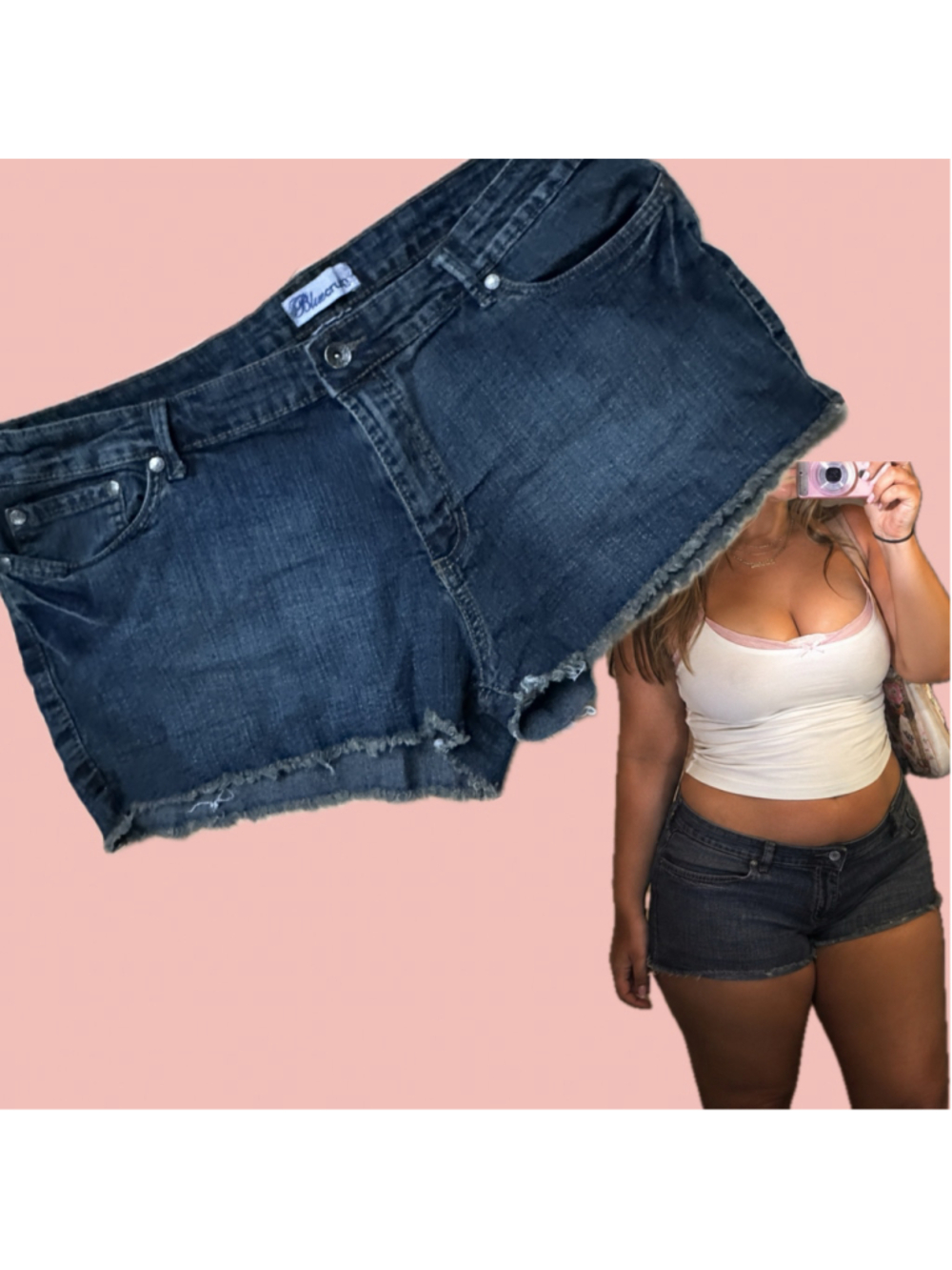 Blue Crush Y2K Low Rise Raw Hem Micro Denim Shorts